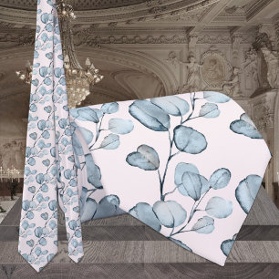 Cravate Mariage élégant Eucalyptus Bleu Bleu et Dusty