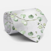 Cravate Mariage élégant gris et verdure d'eucalyptus (Roulé)