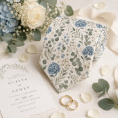 Cravate Mariage élégant Hydrangea & Eucalyptus