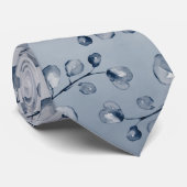 Cravate Mariage élégant Navy & Dusty Blue Eucalyptus (Roulé)