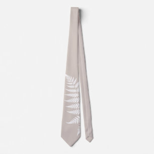 Cravate Mariage Élégant Simplement Fougère Blanche Taupe M