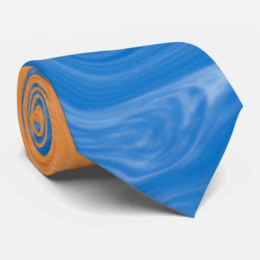 Cravate Mariage en marbre bleu et orange (Roulé)