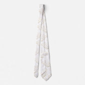 Cravate Mariage Eucalyptus Blanc Pur & Contour Doré (Dos)