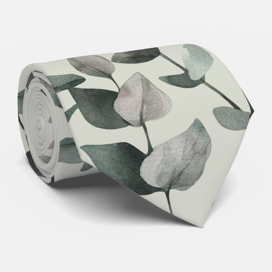 Cravate Mariage Eucalyptus Vert Sage élégant (Roulé)