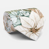 Cravate Mariage Fleurs Blanches Bleues Tropicales (Roulé)