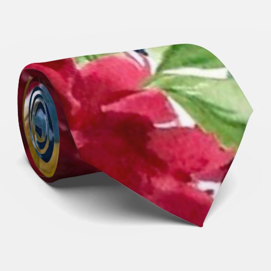 Cravate Mariage Floral Aquarelle Bordeaux et Nuit (Roulé)