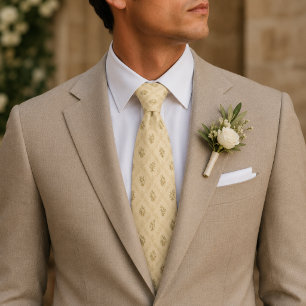 Cravate Mariage Floral Beige Élégant