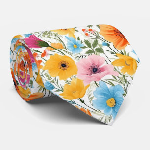 Cravate Mariage Floral Blanc