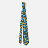 Cravate Mariage Floral Bleu Marine (Dos)