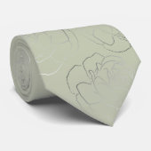 Cravate Mariage floral d'argent vert olive (Roulé)