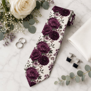Cravate Mariage Floral Luxueux Rose et Dahlia