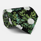 Cravate Mariage Floral Rose Black & White Peony (Roulé)