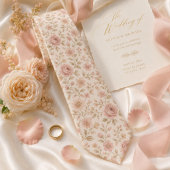 Cravate Mariage Floral Rose Blush Douce