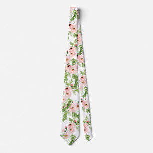 Cravate Mariage floral rose pâle