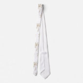 Cravate Mariage Fond Blanc Palmier Tropical Or (Dos)