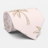 Cravate mariage fond Tropical Palm Blush or (Roulé)