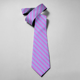 Cravate Mariage Luxueux Bandes Violettes Et Bleu Clair Gra