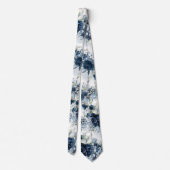 Cravate Mariage Marine Bleu Blancs en cascade (Dos)