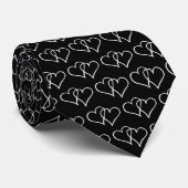 Cravate mariage mignon et blanc avec coeur (Roulé)