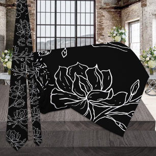 Cravate Mariage Moderne Magnolia Noir et Blanc