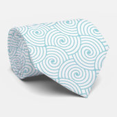 Cravate Mariage Motif Aqua et White Wave (Roulé)
