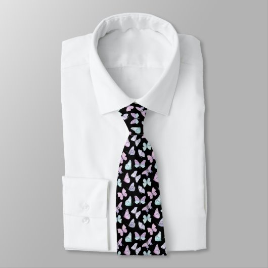 Cravate Mariage Motif de papillon bleu violet (Attaché)