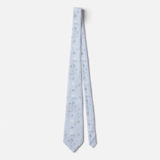 Cravate Mariage Motif Pale Blue Terrazzo (Devant)