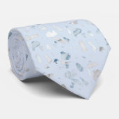 Cravate Mariage Motif Pale Blue Terrazzo (Roulé)
