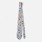 Cravate Mariage nautique Plage Sea Shell Fleurs Bleu (Devant)