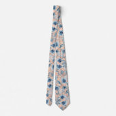 Cravate Mariage nautique Plage Sea Shell Fleurs Bleu (Dos)