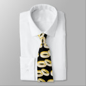 Cravate Mariage or Cercles Motif sur Noir (Attaché)