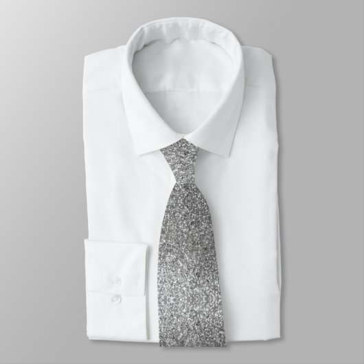 Cravate Mariage Paillettes Brillant Argent (Attaché)