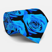 Cravate Mariage rose à fleurs bleu (Roulé)