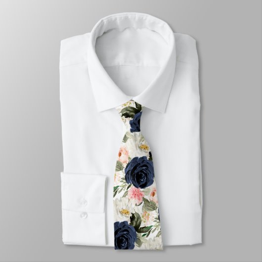 Cravate Mariage Rose Blush ArtsApp H2 Navy (Attaché)