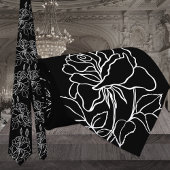 Cravate Mariage Rose de Jardin noir et blanc moderne