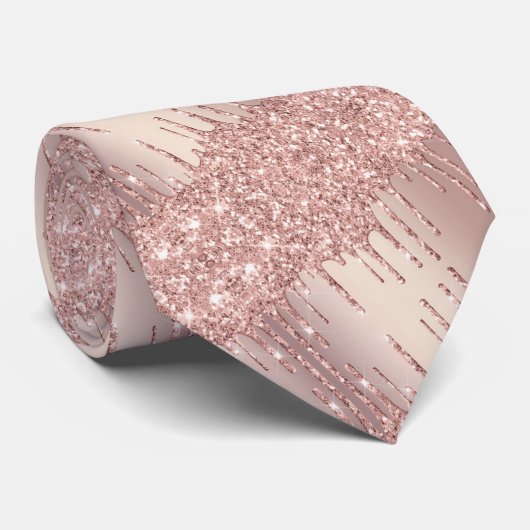 Cravate mariage Rose Gold Blush Parties scintillan (Roulé)