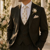 Cravate Mariage Rose Pâle et Vert Sauge