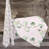 Cravate Mariage rose pâle Eucalyptus vert