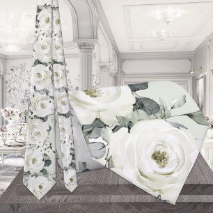 Cravate Mariage Rose White Desdia Sage Green