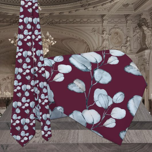 Cravate Mariage Rouge Framboise Poussiéreux Bleu Eucalyptu