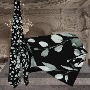 Cravate Mariage Silver Sage & Eucalyptus Noir de Verdure