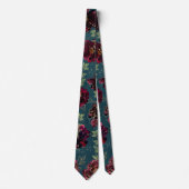 Cravate Mariage Teal Bordeaux Ton Jonc Or (Devant)