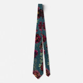 Cravate Mariage Teal Bordeaux Tons de Joaillerie Or (Devant)