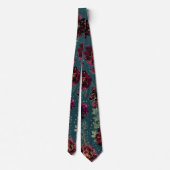 Cravate Mariage Teal Bordeaux Tons de Joaillerie Or (Dos)