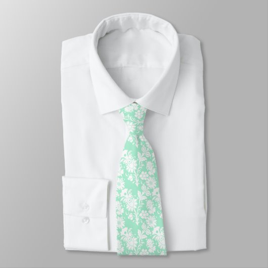 Cravate Mariage tendance Neo Mint Floral Pattern (Attaché)
