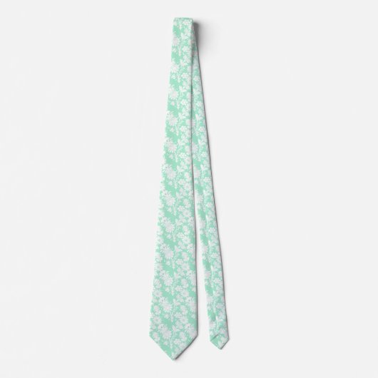 Cravate Mariage tendance Neo Mint Floral Pattern (Devant)