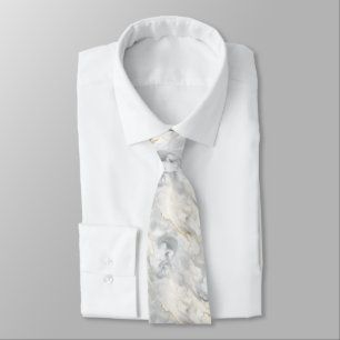 Cravate Mariage Tourbillon de marbre gris blanc or Formel
