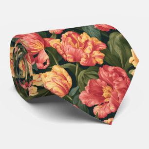 Cravate Mariage Tropical Fiançailles Motif Tulipe