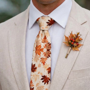 Cravate Marié de mariage automnal rustique avec feuilles t