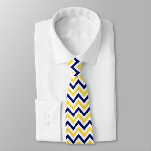 Cravate Marine, Ananas, Whal Grand Motif Chevron ZigZag